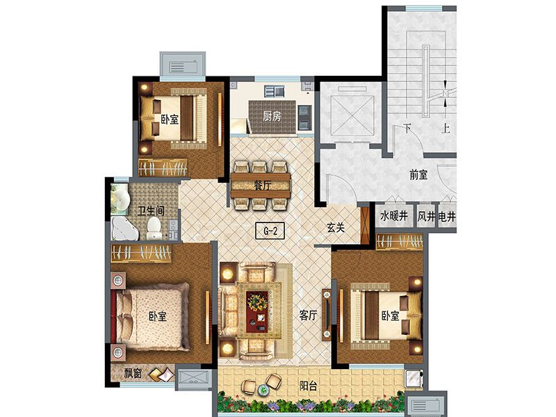 High-rise 115 (3 rooms, 2 halls, 1 guard)