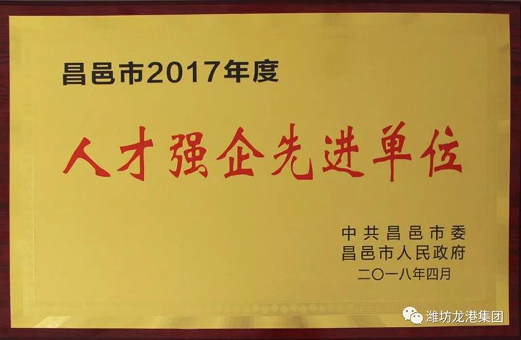 【頭條】昌邑市龍港無機硅有限公司入選市2017年度“人才強企先進單位”