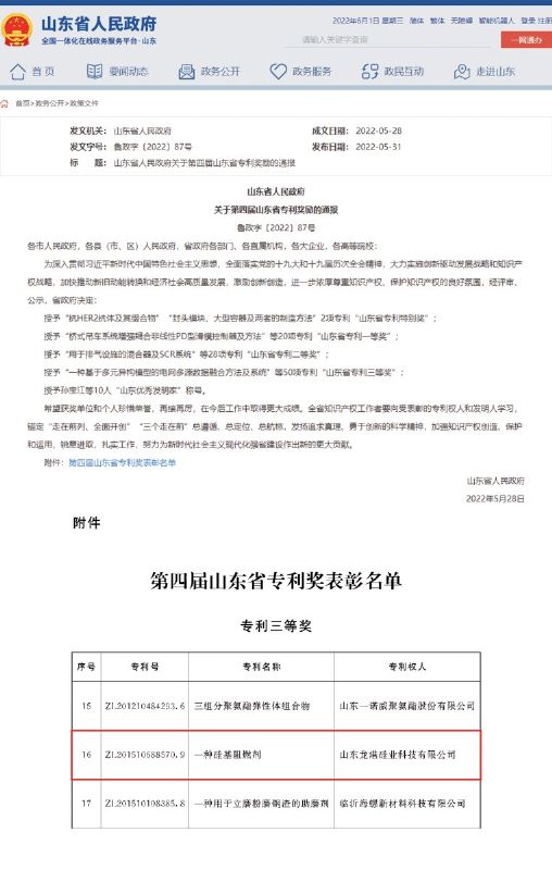 喜報｜龍港硅業又獲一項省級“硬核”獎！